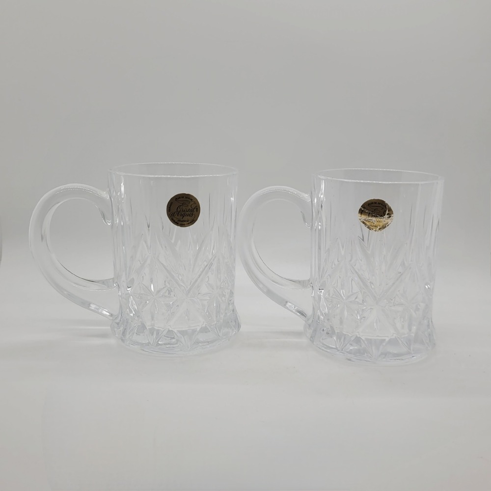 Cristal d'Arques France Longchamp Lead Crystal Beer Mugs Set of 2